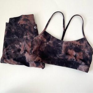 lululemon Matching Set Flow Y Bra Align Crop Nulu Diamond Dye Size 4/6 Flawed